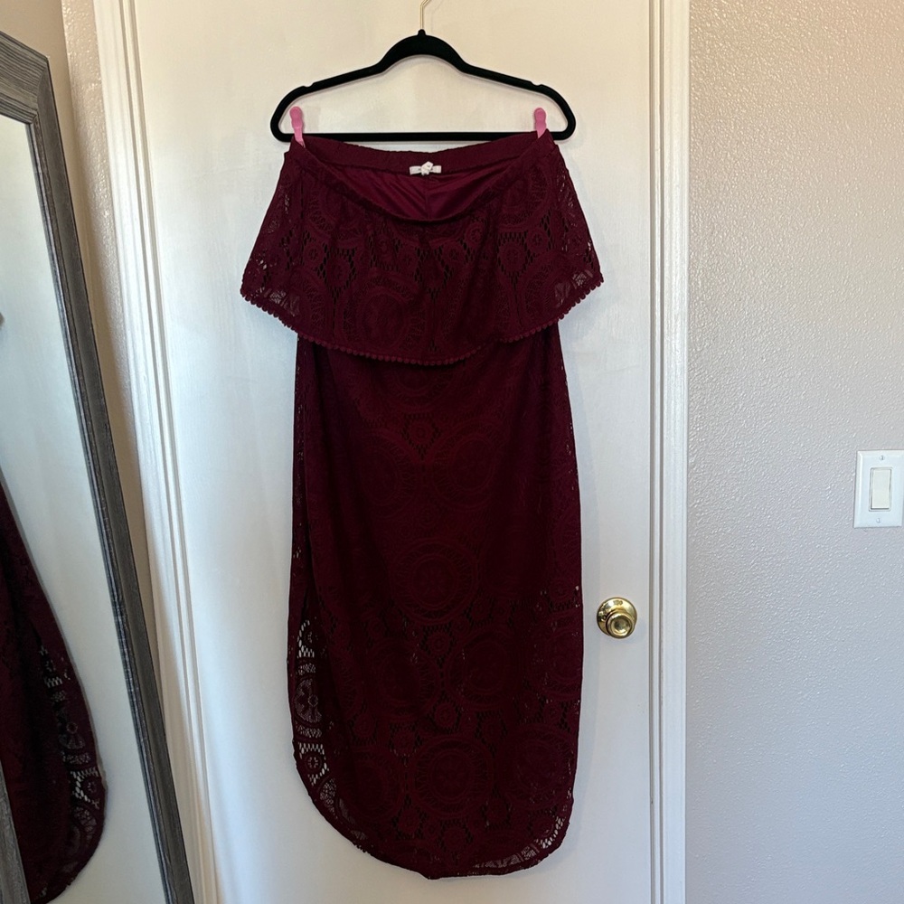 Maurices Burgundy Strapless Dress